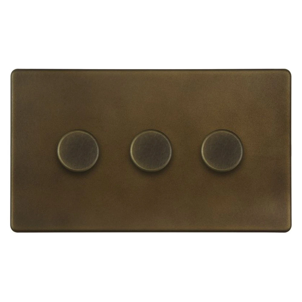 Mia Urbo Soho wlacznik swiatla potrojny sciemniacz LED 150W vintage retro brass mosiadz  Premium dimmer light switch (1).webp