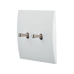 Modelec | Karo | Włącznik dźwigniowy, podwójny 2G | Satin | Biały