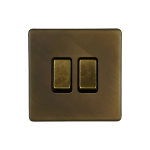 SOHO | Włącznik światła podwójny 2G | Krzyżowy | Vintage Brass
