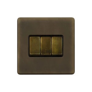 SOHO | Włącznik światła potrójny 3G | Krzyżowy | Vintage Brass
