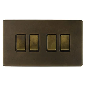 SOHO | Włącznik światła poczwórny 4G | Krzyżowy | Vintage Brass