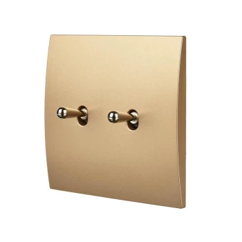 Modelec | Karo | Włącznik dźwigniowy, podwójny 2G | Satin | Złoty