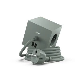 Avolt | Square 1 | Kostka zasilająca 1.8m | 2 x USB C | Oak Green