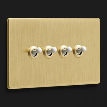 D&R | Włącznik dźwigniowy poczwórny 4G | Złoty szczotkowany