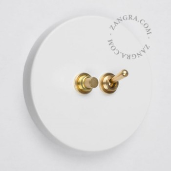 Zangra | Włącznik okrągły, podwójny ( dźwigniowy + impulsowy ) | Biały