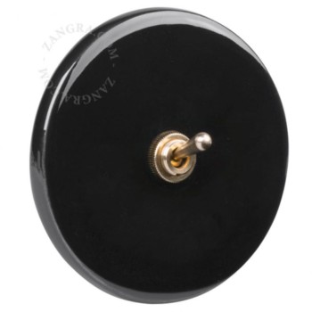 Zangra | Włącznik dźwigniowy - porcelanowy - retro 1G | Czarny połysk