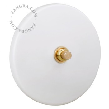 Zangra | Włącznik porcelanowy -dzwonkowy -  retro 1G | Biały mat