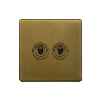 SOHO | Włącznik dźwigniowy podwójny 2G | Uniwersalny / Schodowy | Old Brass