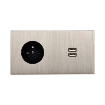Modelec | Confidence | Gniazdo +  2x USB-C | Stal szczotkowana