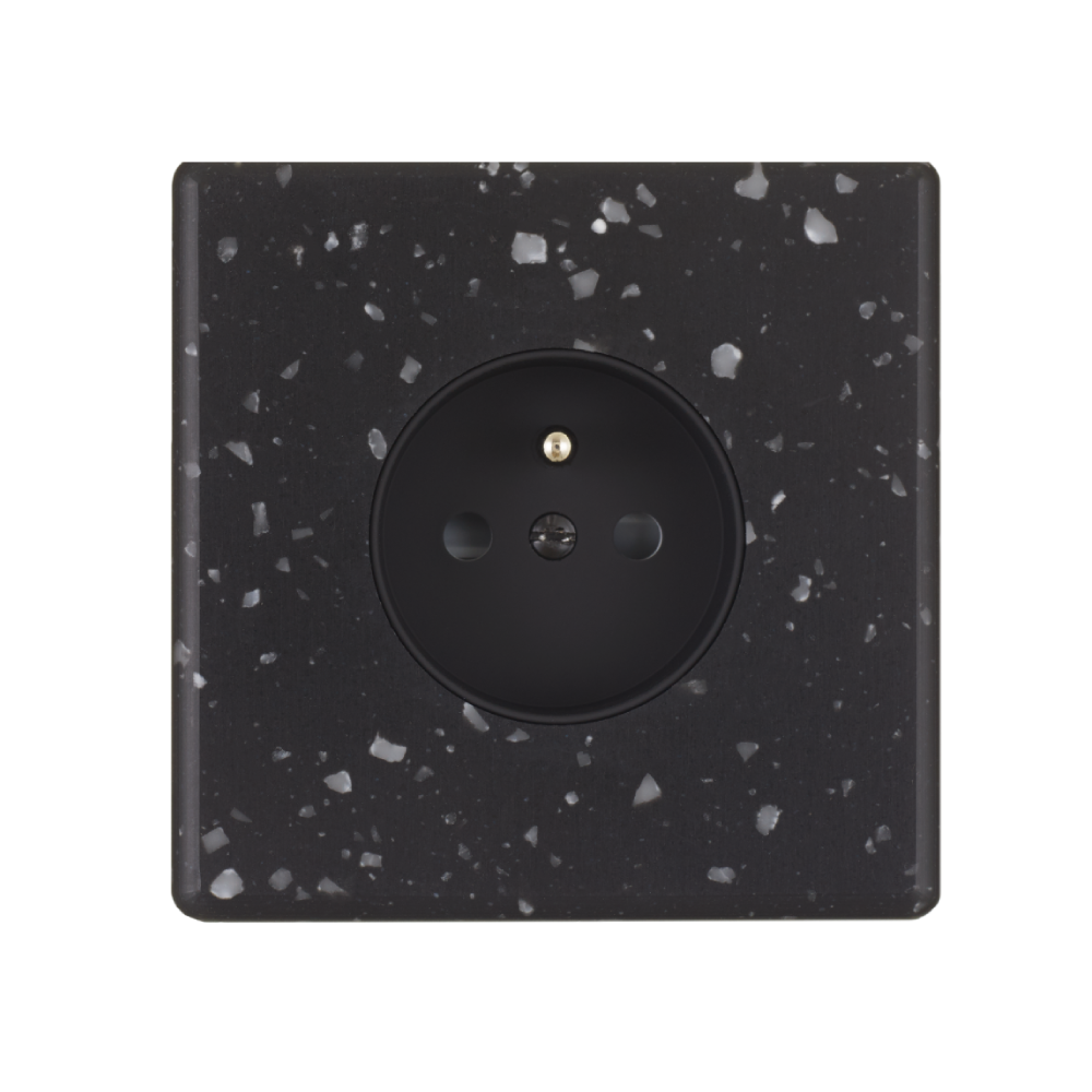 MOD_486_003 Modelec Premium Light switch socket wlacznik gniazdo lichtschalter Black Czarny Terrazzo Soft Touch.webp