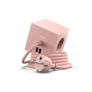 Avolt | Square 1 | Kostka zasilająca 1.8m | 2 x USB C | Old Pink | Limited Edition