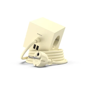 Avolt | Square 1 | Kostka zasilająca 1.8m | 2 x USB C | Ice Yellow