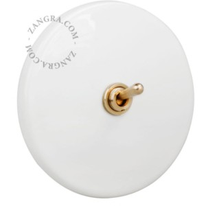 Zangra | Włącznik dźwigniowy - porcelanowy - retro 1G | Biały połysk