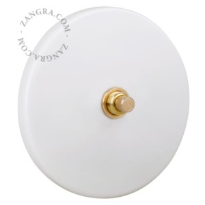 Zangra | Włącznik porcelanowy -dzwonkowy -  retro 1G | Biały mat
