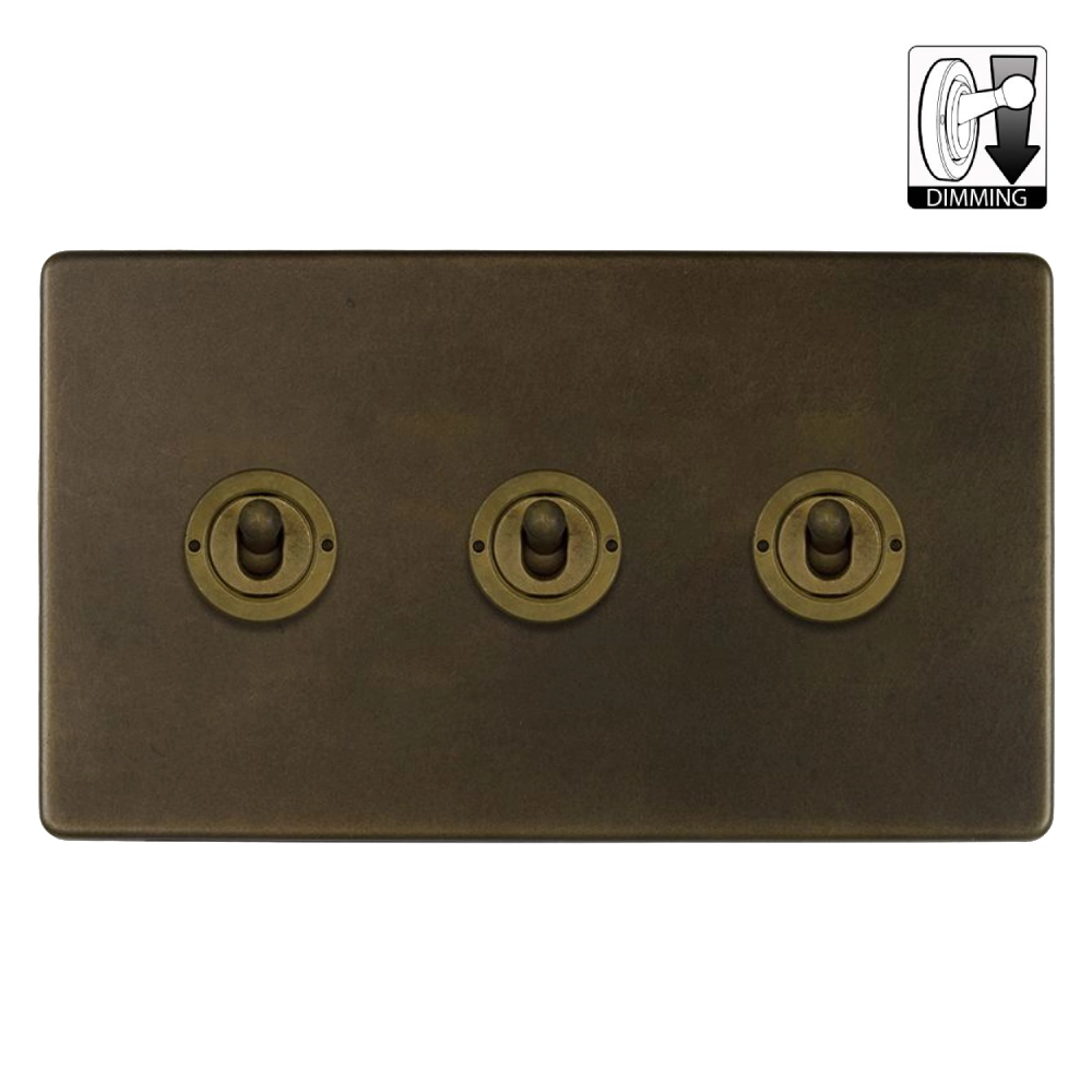 Mia Urbo Soho sciemniaczwlacznik swiatla dzwigniowy potrojny vintage retro brass mosiadz  Premium toggle light switch sciemniacz.webp