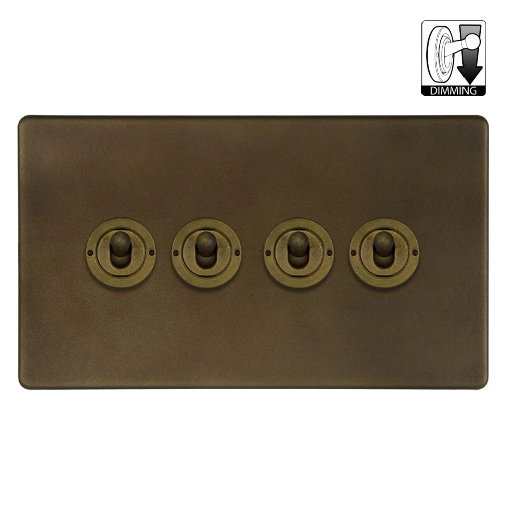 Mia Urbo Soho sciemniacz wlacznik swiatla dzwigniowy poczworny vintage retro brass mosiadz  Premium toggle light switch 2.webp