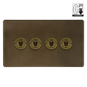 SOHO | Ściemniacz dźwigniowy poczwórny 4G | Vintage Brass
