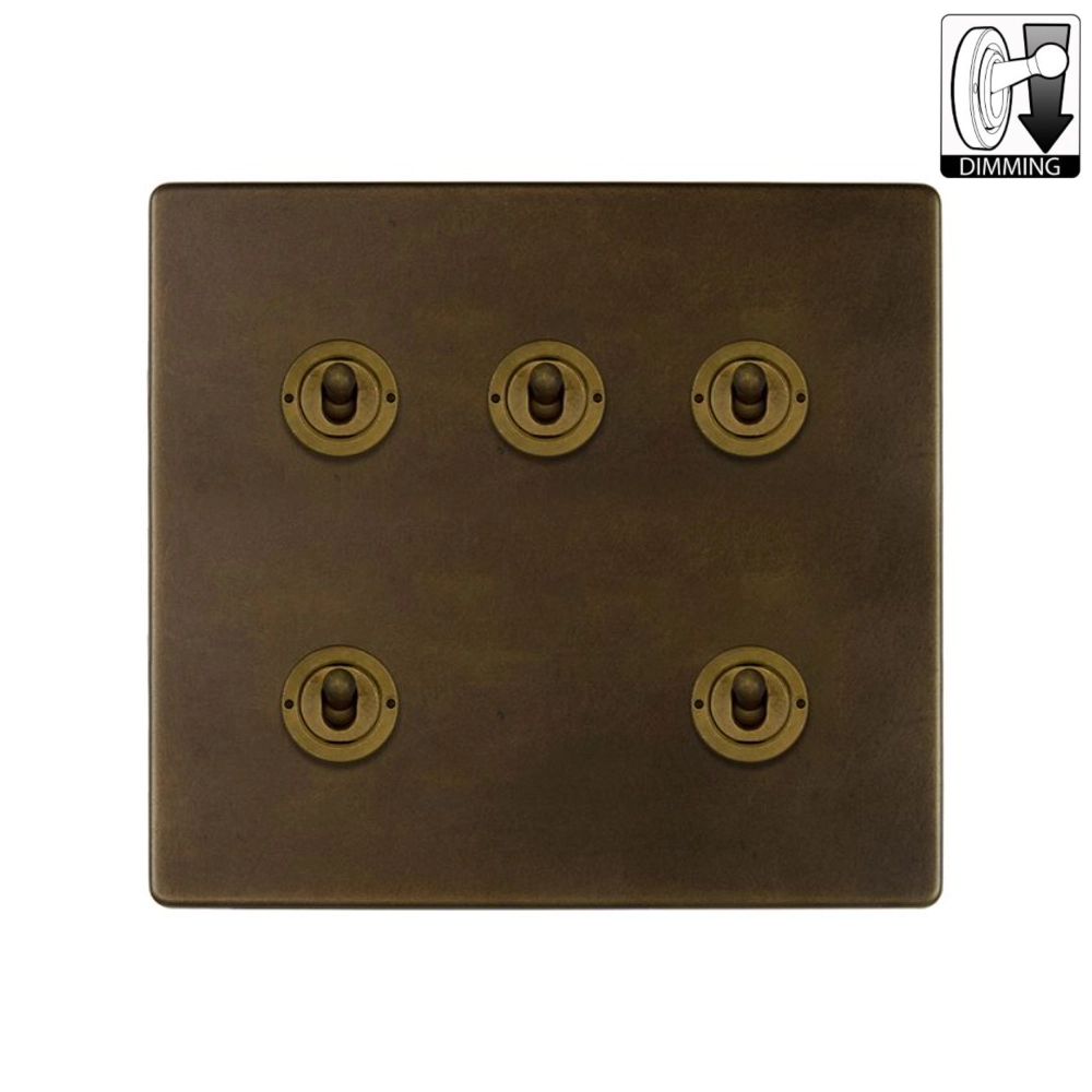Mia Urbo Soho wlacznik swiatla sciemniacz dzwigniowy 5G wielokrotny vintage retro brass mosiadz  Premium toggle dimmer light switch.webp