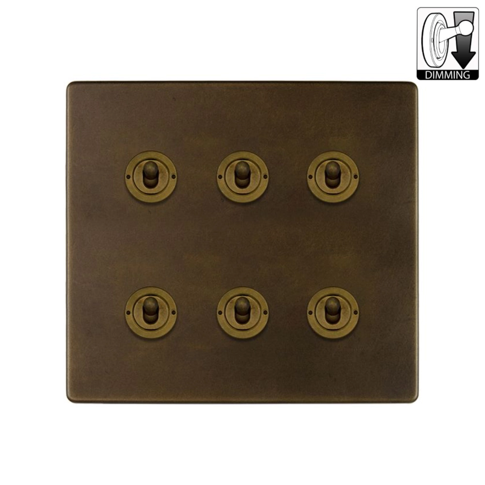 Mia Urbo Soho wlacznik swiatla sciemniacz dzwigniowy 6G wielokrotny vintage retro brass mosiadz  Premium toggle dimmer light switch.webp