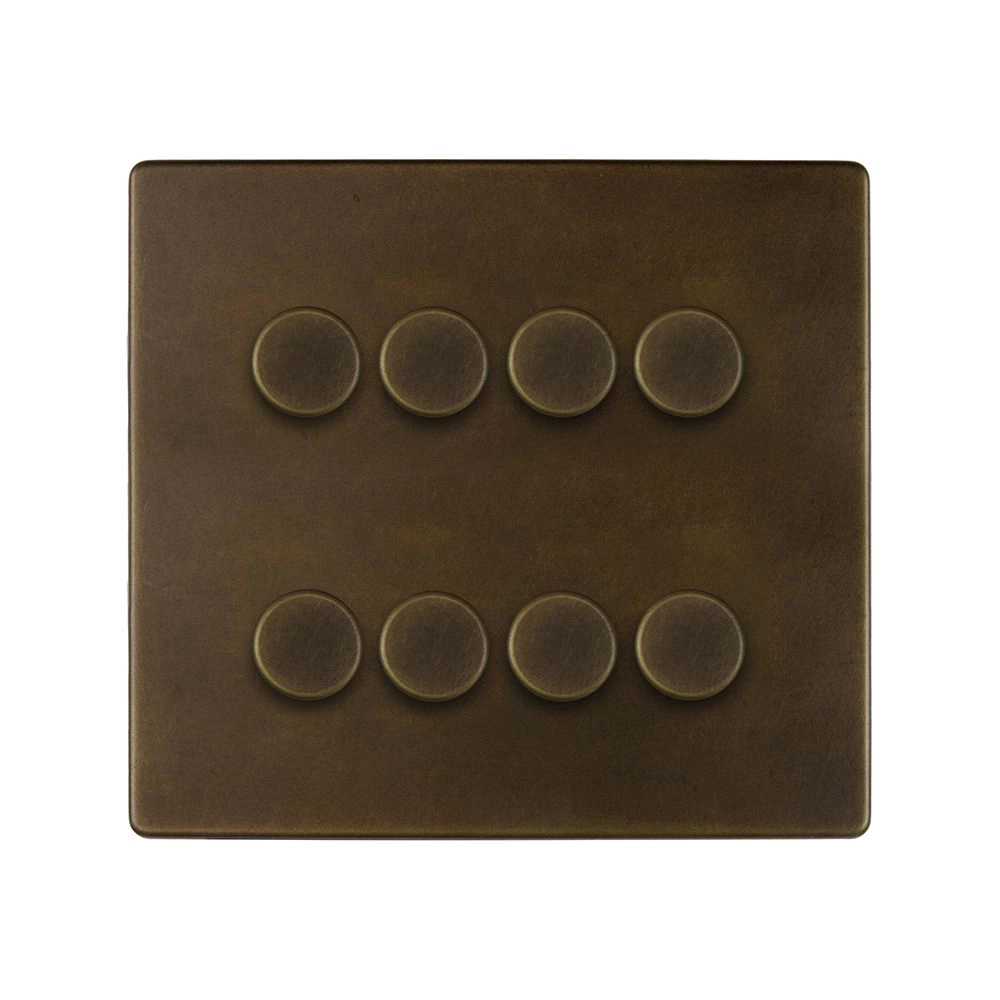 Mia Urbo Soho wlacznik swiatla wielokrotna ramka 8G sciemniacz LED 150W vintage retro brass mosiadz  Premium dimmer light switch.webp