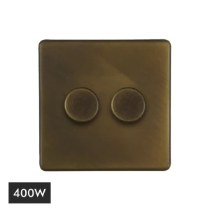 SOHO | Ściemniacz podwójny 2G | 400W LED | Vintage Brass