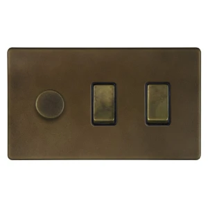 SOHO | Podwójny włącznik światła + ściemniacz 3G | Schodowy | Vintage Brass
