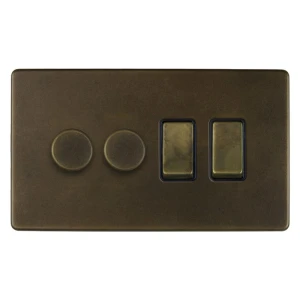 SOHO | Podwójny ściemniacz + podwójny włącznik 4G | Schodowy | Vintage Brass