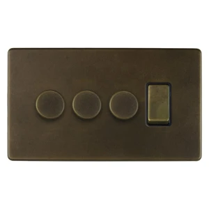 SOHO | Potrójny ściemniacz + włącznik 4G | Schodowy | Vintage Brass