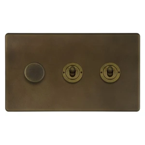 SOHO | Podwójny włącznik dźwigienkowy + ściemniacz 3G | Schodowy | Vintage Brass