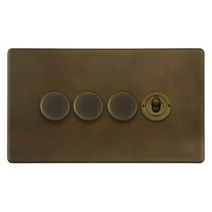 SOHO | Włącznik dźwigienkowy + potrójny ściemniacz | Schodowy | Vintage Brass
