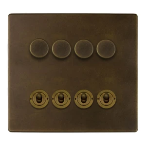 SOHO | Włącznik dźwigniowy 4G + ściemniacz 4G | Schodowy | Vintage Brass