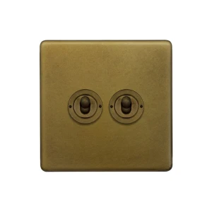 SOHO | Włącznik dźwigniowy podwójny 2G | Uniwersalny / Schodowy | Old Brass