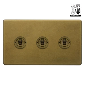 SOHO | Ściemniacz dźwigniowy potrójny 3G | Old Brass