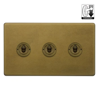 SOHO | Ściemniacz dźwigniowy potrójny 3G | Old Brass