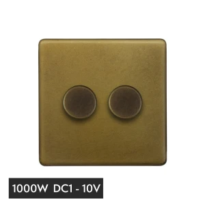 SOHO | Ściemniacz podwójny 2G | 1000W DC1-10V | Old Brass
