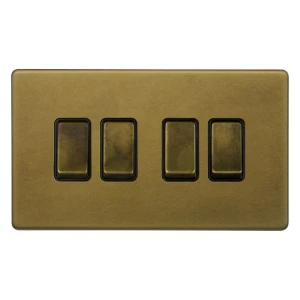 SOHO | Włącznik światła poczwórny 4G | Krzyżowy | Old Brass
