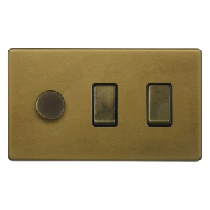 SOHO | Podwójny włącznik światła + ściemniacz 3G | Schodowy | Old Brass