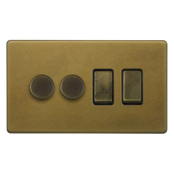 SOHO | Podwójny ściemniacz + podwójny włącznik 4G | Schodowy | Old Brass