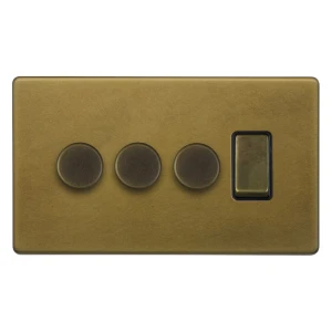 SOHO | Potrójny ściemniacz + włącznik 4G | Schodowy | Old Brass