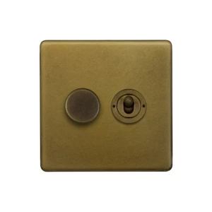 SOHO | Włącznik dźwigienkowy + ściemniacz 2G | Schodowy | Old Brass