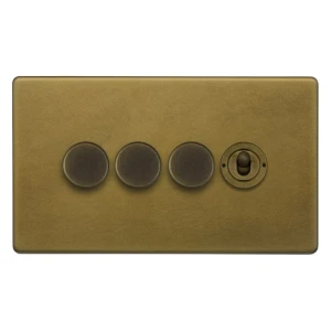 SOHO | Włącznik dźwigienkowy + potrójny ściemniacz | Schodowy | Old Brass