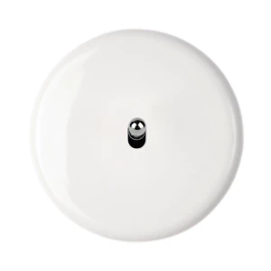 Modelec | Iris | Okrągły włącznik dźwigniowy, pojedynczy 1G | Porcelanowy | Biały