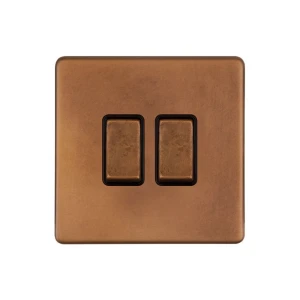 SOHO | Włącznik światła podwójny 2G | Krzyżowy | Antique copper