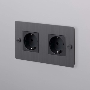 Buster & Punch | Gniazdo podwójne, Schuko | Smoked Bronze