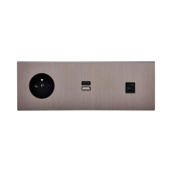 Modelec | Confidence | Gniazdo + 2x USB + Data port | Gun metal